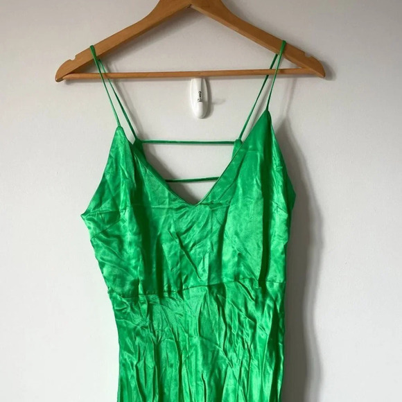 Zara Satin  Effect Camisole Midi Strappy Dress Bloggers Fav Green NWT Size Small - Picture 6 of 11